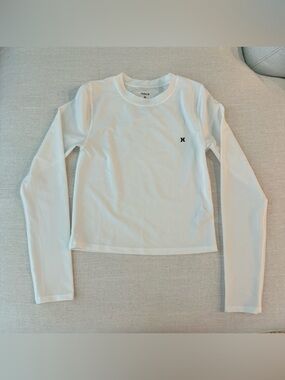 Hurley White Long Sleeve Rash Guard UPF 50 M